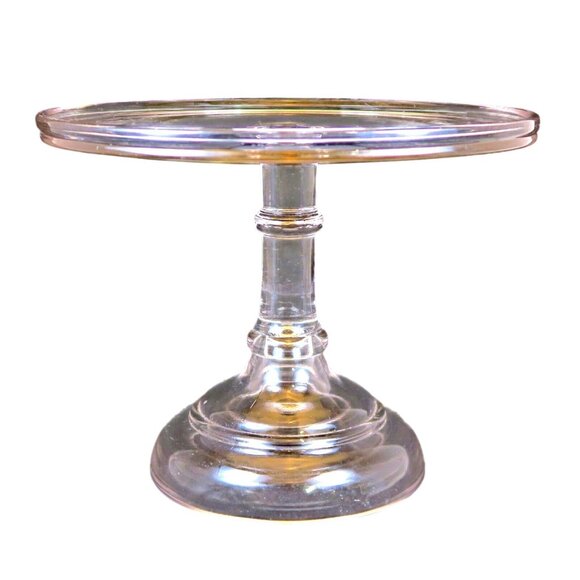 EAPG Flint Glass 9" Cake Stand - Antique Early 20th Century Stem Serving Platter - Picture 1 of 4